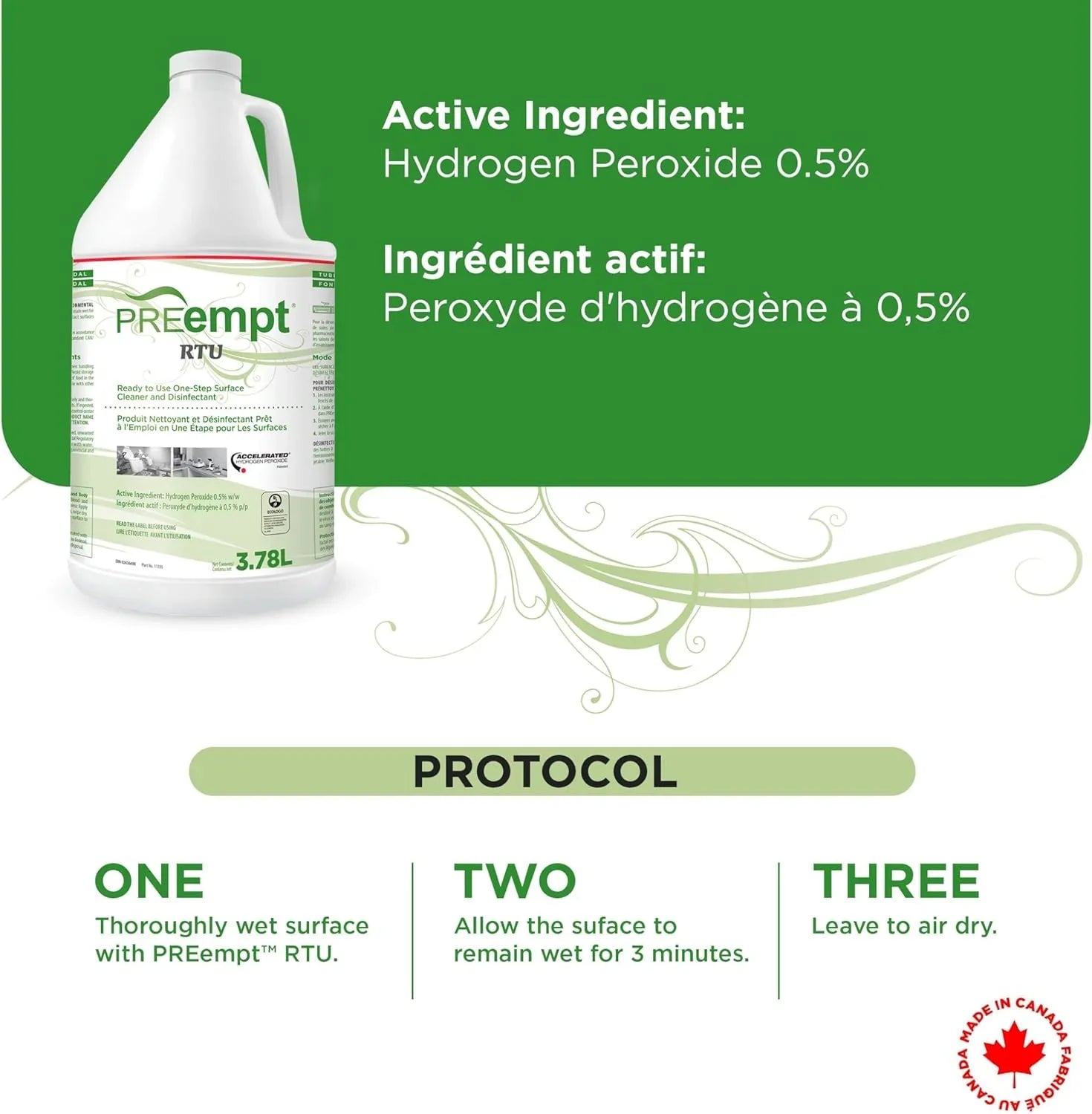 PreEmpt RTU Surface Disinfectant Liquid 1L PRE-11101 / 3.78L PRE-11105 - GREENLIFE - Cleaning & Disinfecting
